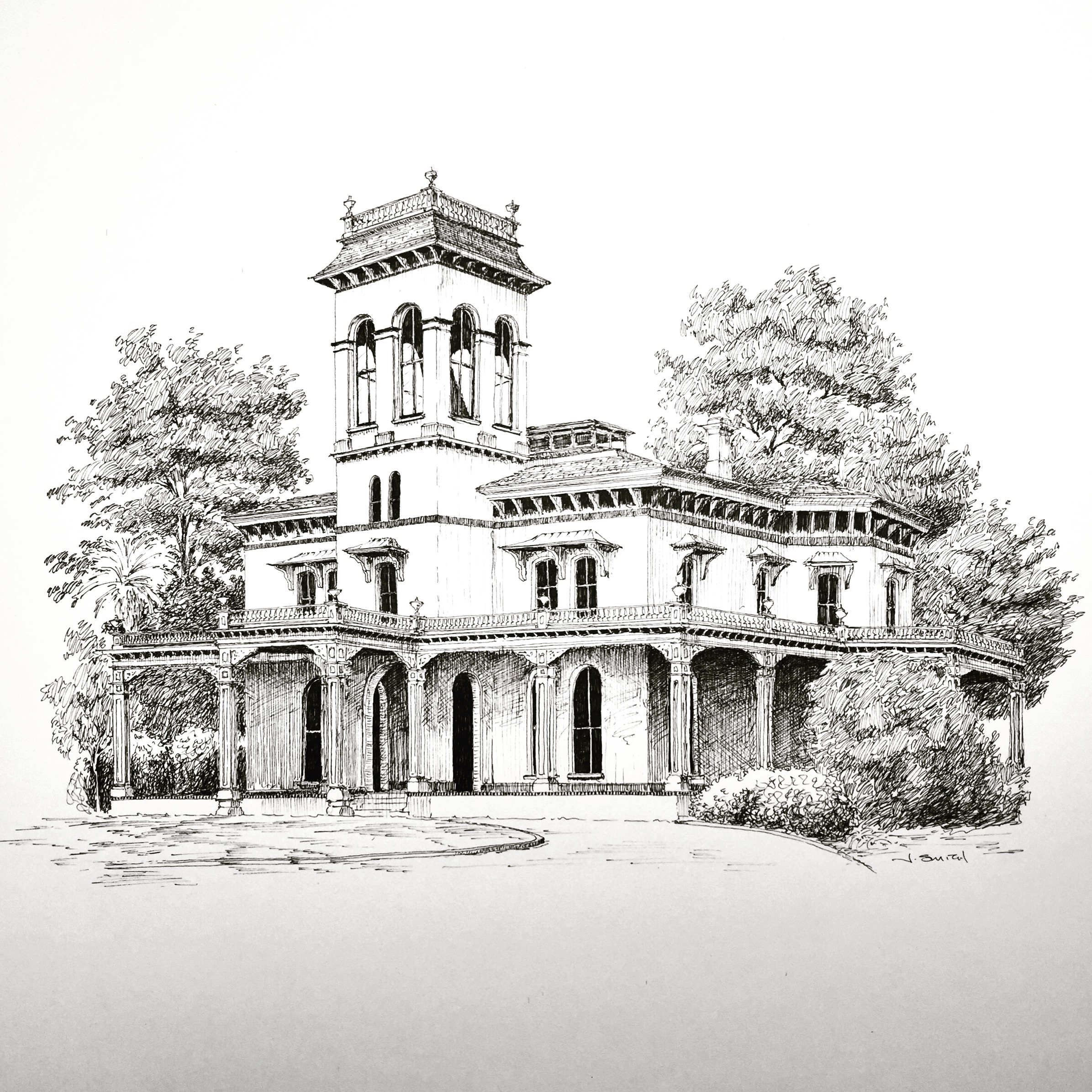 Bidwell Mansion Drawing Jesse Spencer Smith